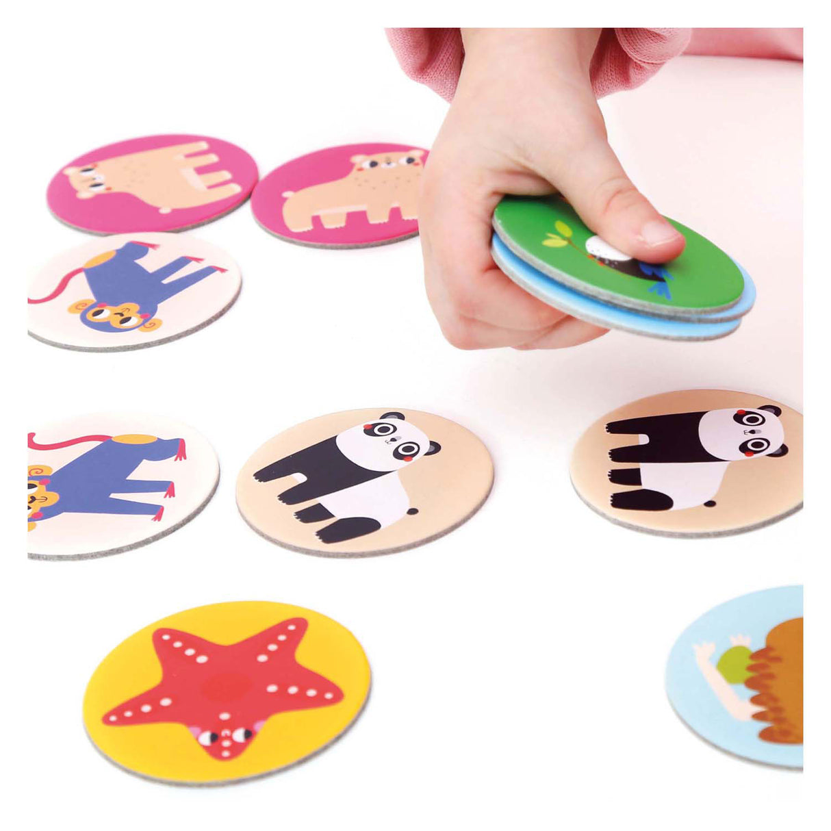 Panda banane, jeu de mémo à emporter, animaux sauvages 2+