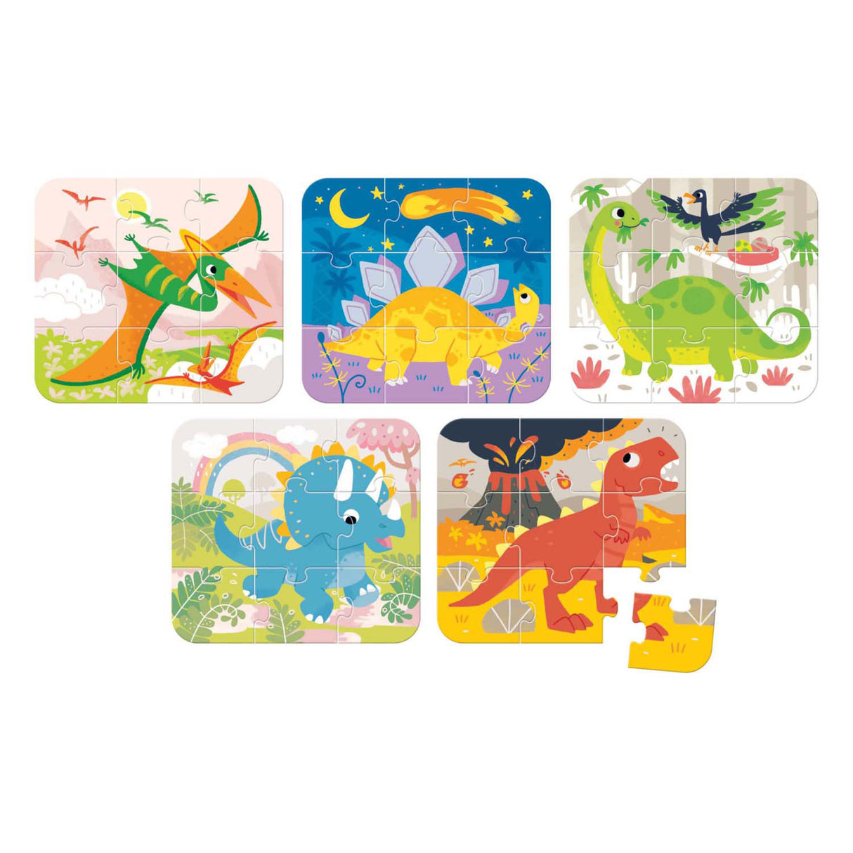 Puzzle banane panda en déplacement dinosaures 3+ - cinq puzzles de 9 pièces - jouets de puzzle dinosaures amusants.