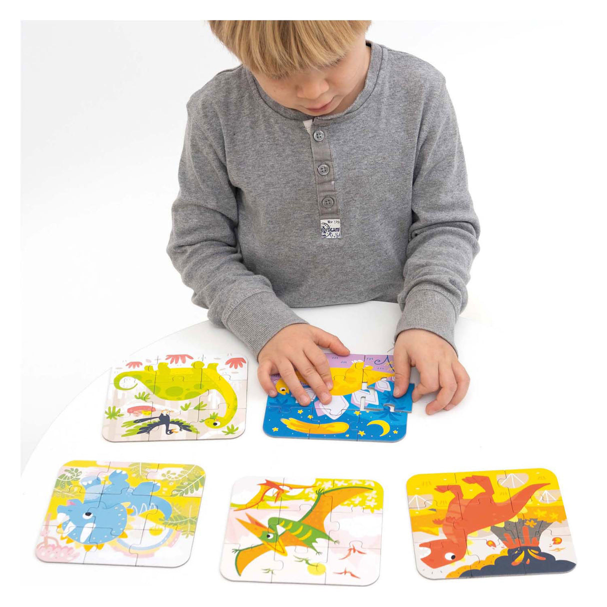 Puzzle banane panda en déplacement dinosaures 3+ - cinq puzzles de 9 pièces - jouets de puzzle dinosaures amusants.