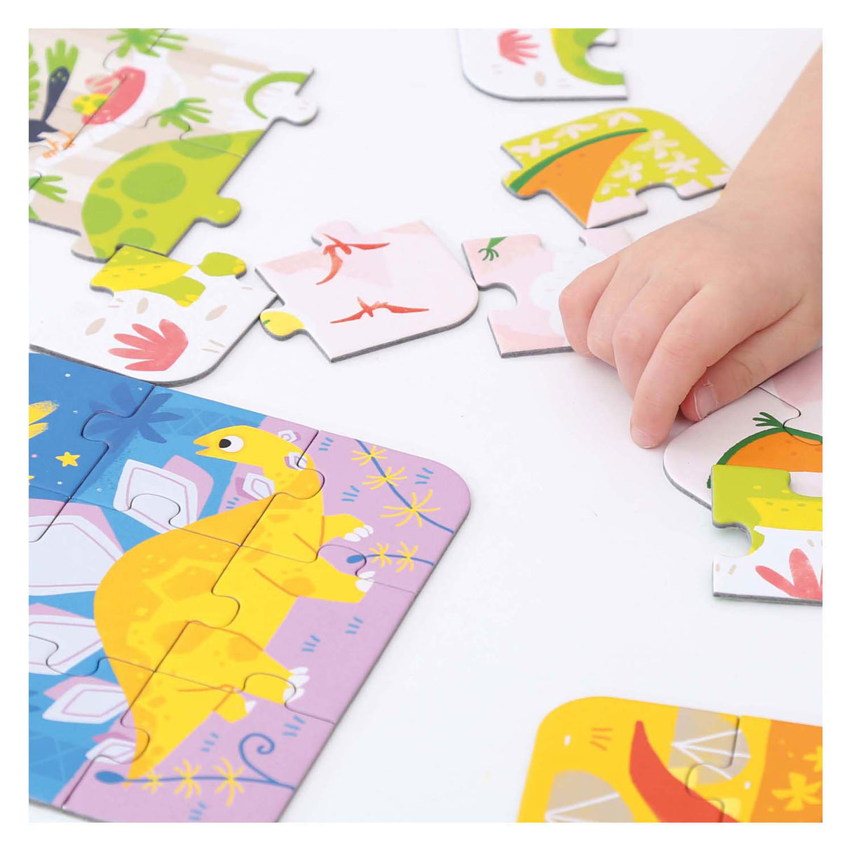 Puzzle banane panda en déplacement dinosaures 3+ - cinq puzzles de 9 pièces - jouets de puzzle dinosaures amusants.