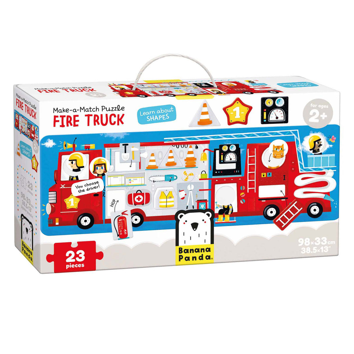 Panda banane - adapter le puzzle au camion de pompiers - 23 pcs.