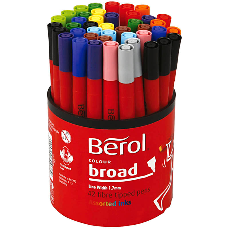 Marqueur Berol, d 10 mm, épaisseur de trait 1-1,7 mm, différentes couleurs, 42 pièces, 1 boîte