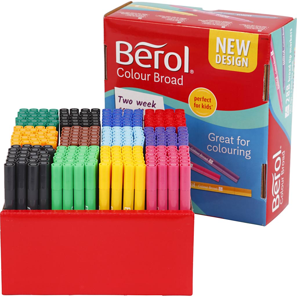 Marqueur Berol, épaisseur de trait 1-1,7 mm, différentes couleurs, 288 pièces 1 boîte