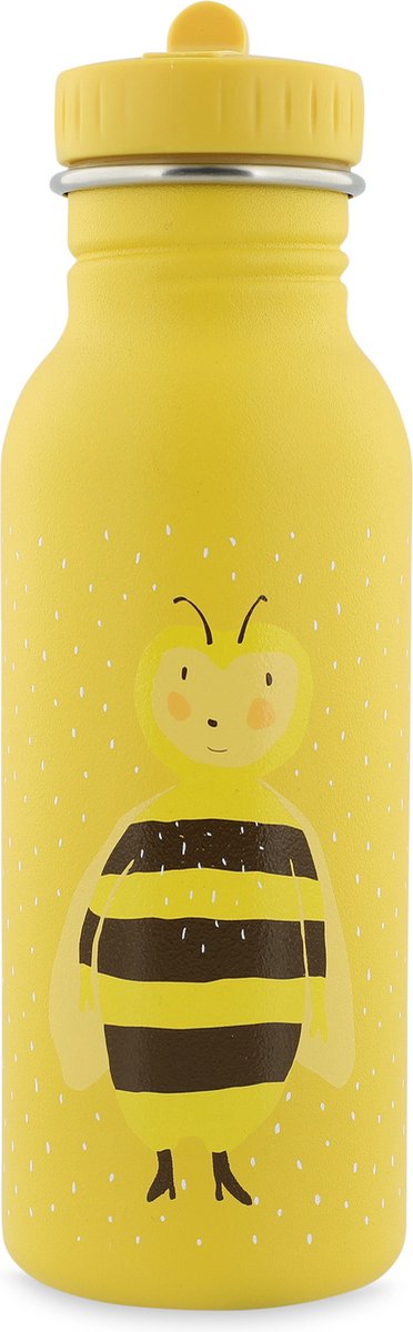 Gourde Trixie - Mme. bourdon - bouteille d'eau en acier inoxydable pour enfants - 500 ml - bouteille étanche - jaune - à