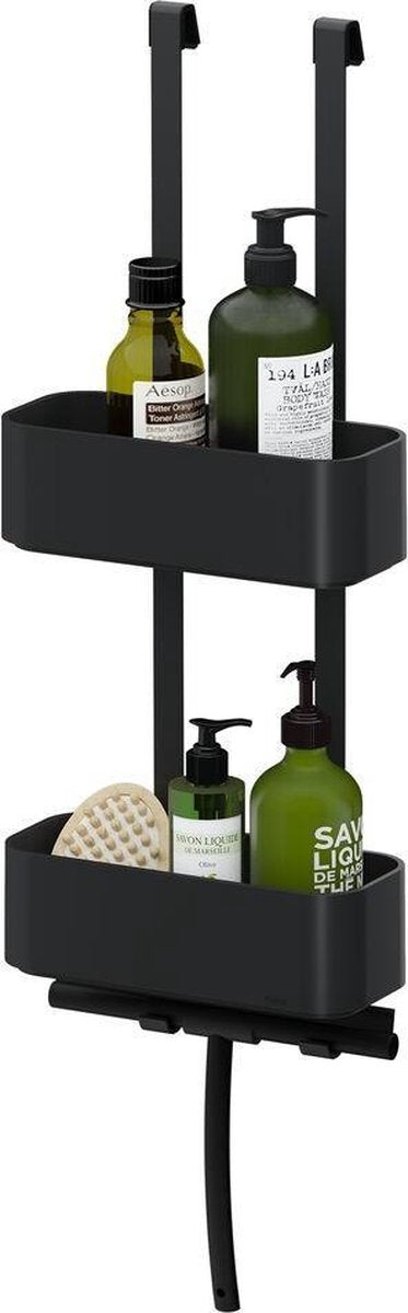 Tiger 2 étages - support de douche suspendu 25 cm - sans perçage - noir