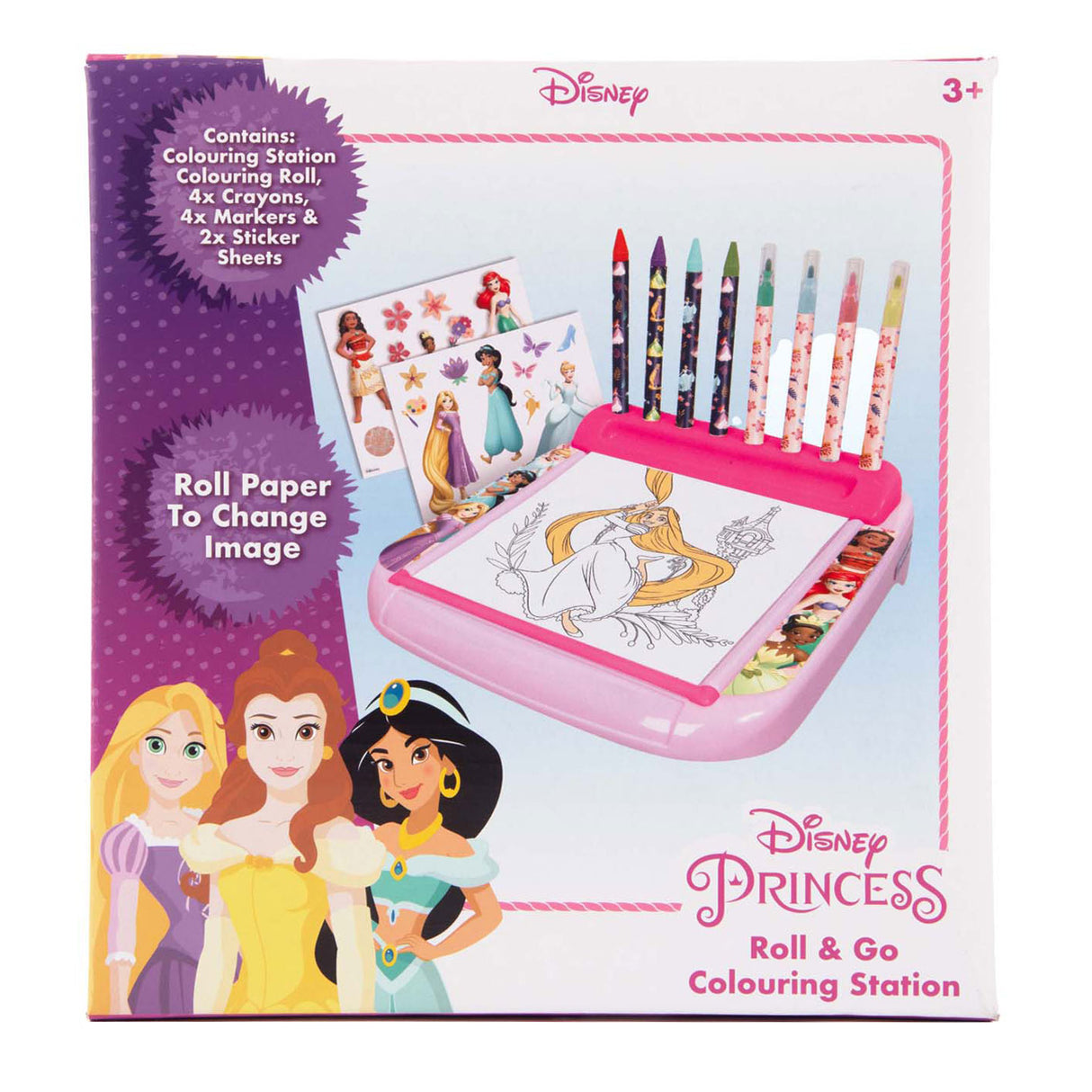 Planche à dessin Sambro Disney Princess avec jeu de couleurs en rouleau, 12 pcs.