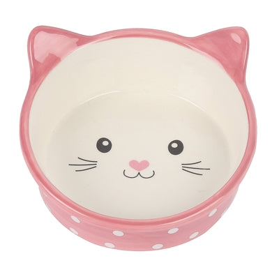 Happy pet gamelle pour chat polka rose crème
