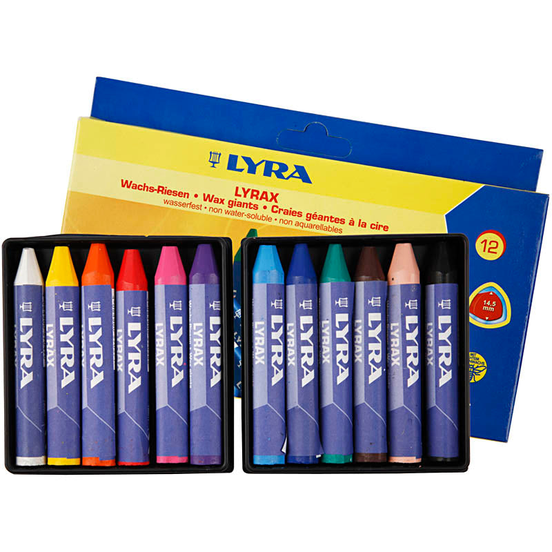 Crayons de cire Lyra, l: 9 cm, épaisseur 15 mm, 12 pièces 1 boîte