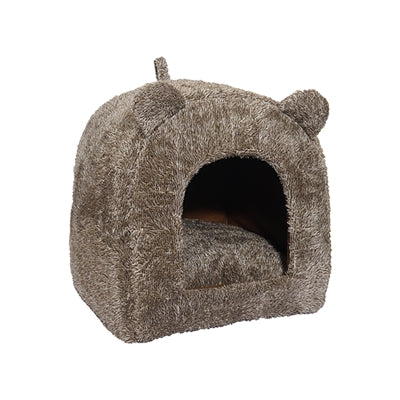 40 clins d'oeil panier chat palissandre igloo teddy marron