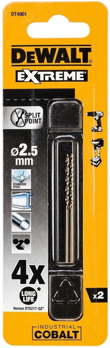 Accessoires Dewalt foret à métal industriel hss au cobalt 2,5 mm - dt4901-qz