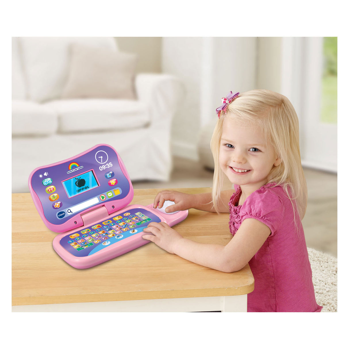 Jeu Vtech et apprentissage du portable rose