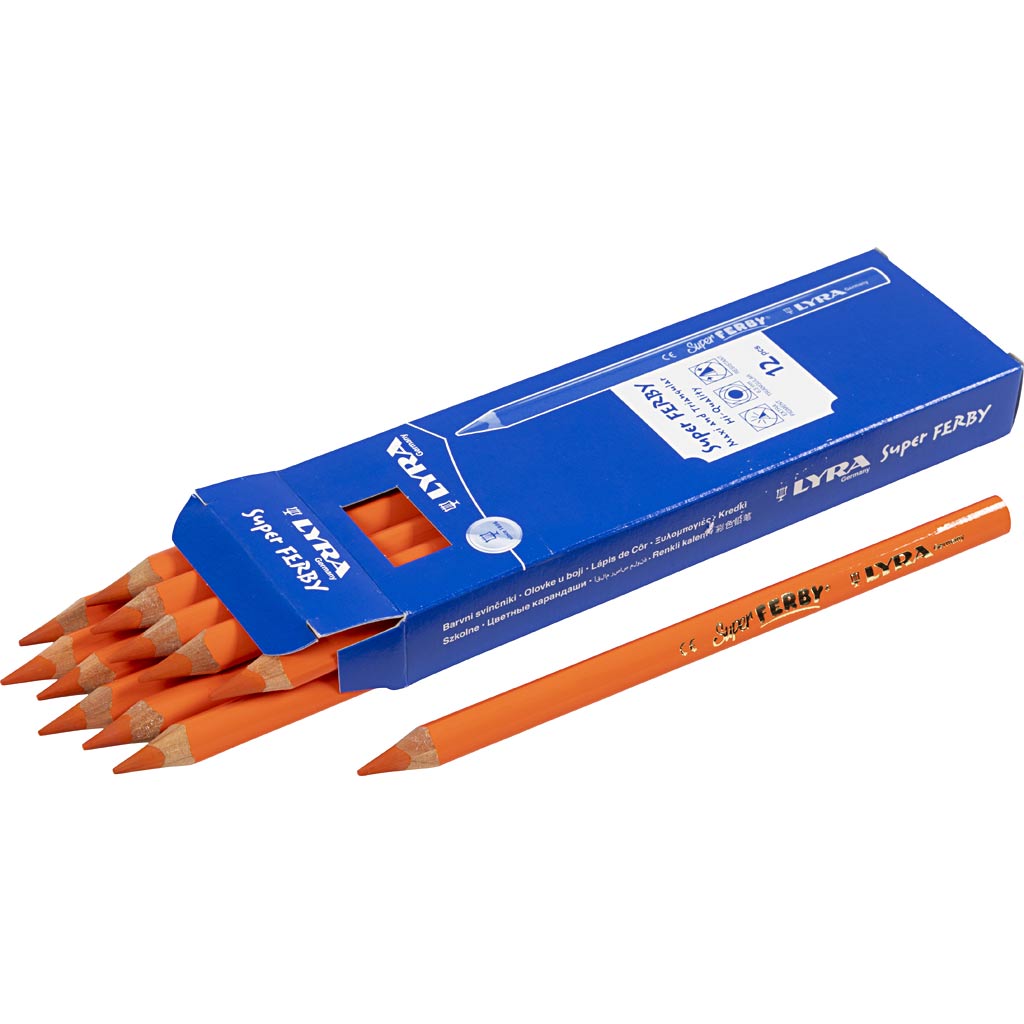 Crayons de couleur Lyra super ferby 1, L : 18 cm, mine 6,25 mm, orange, 12 pièces 1 boîte