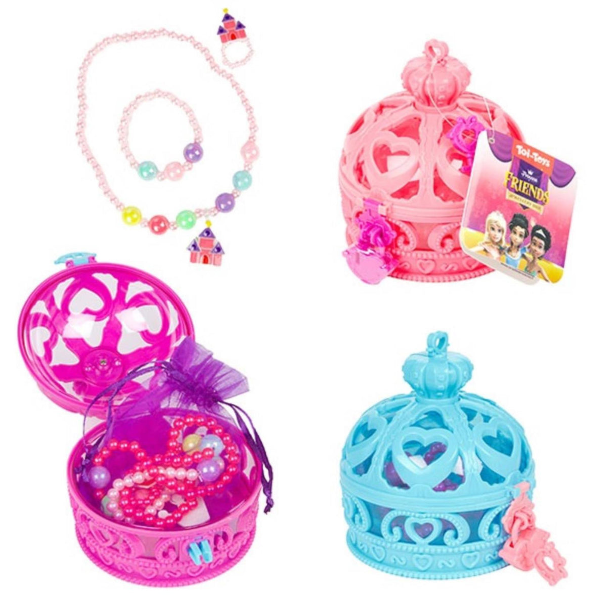Toi-toys toi jouets princesse amis couronne boîte à bijoux avec bijoux