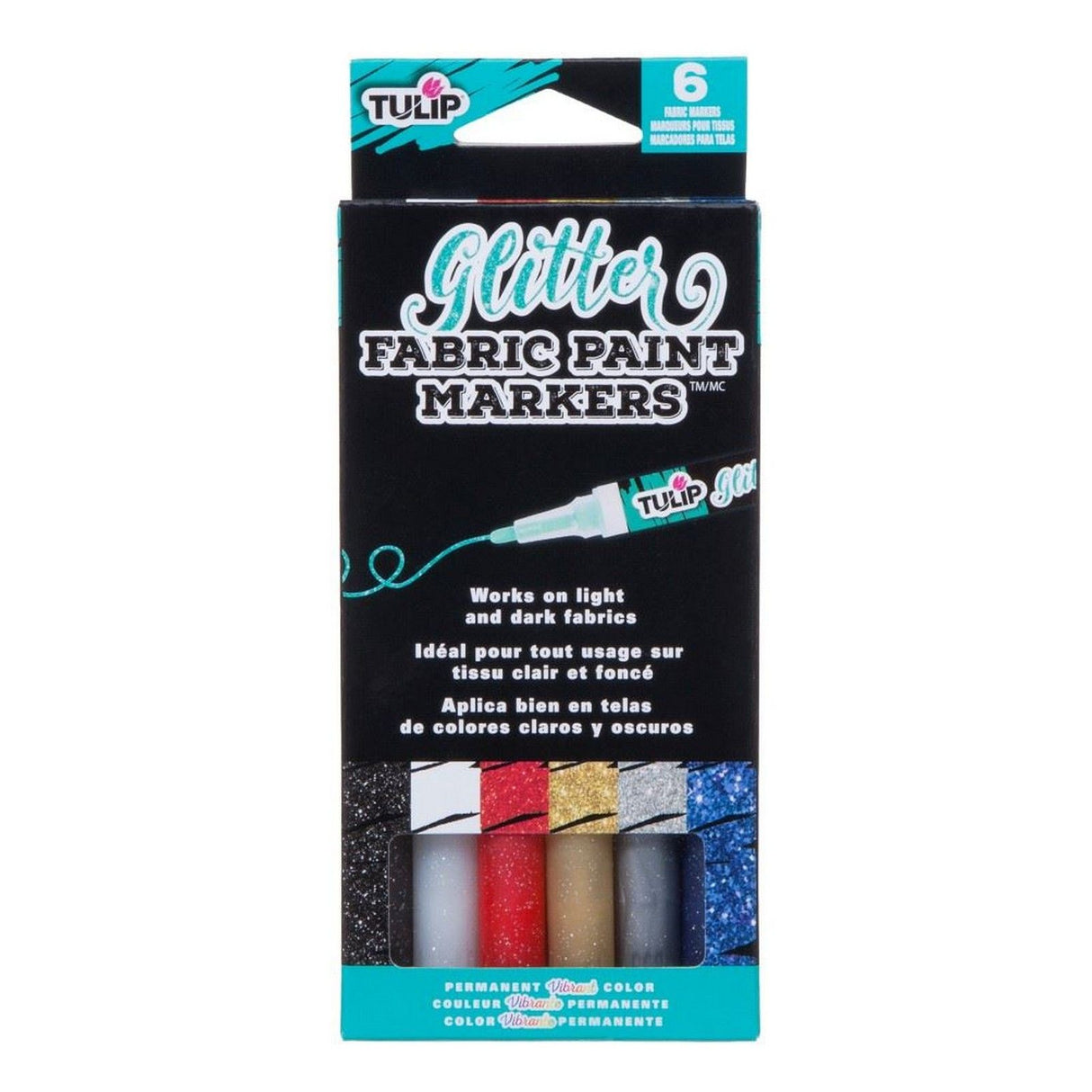 Tulipe • marqueurs textiles pailletés opaques 6 pcs.