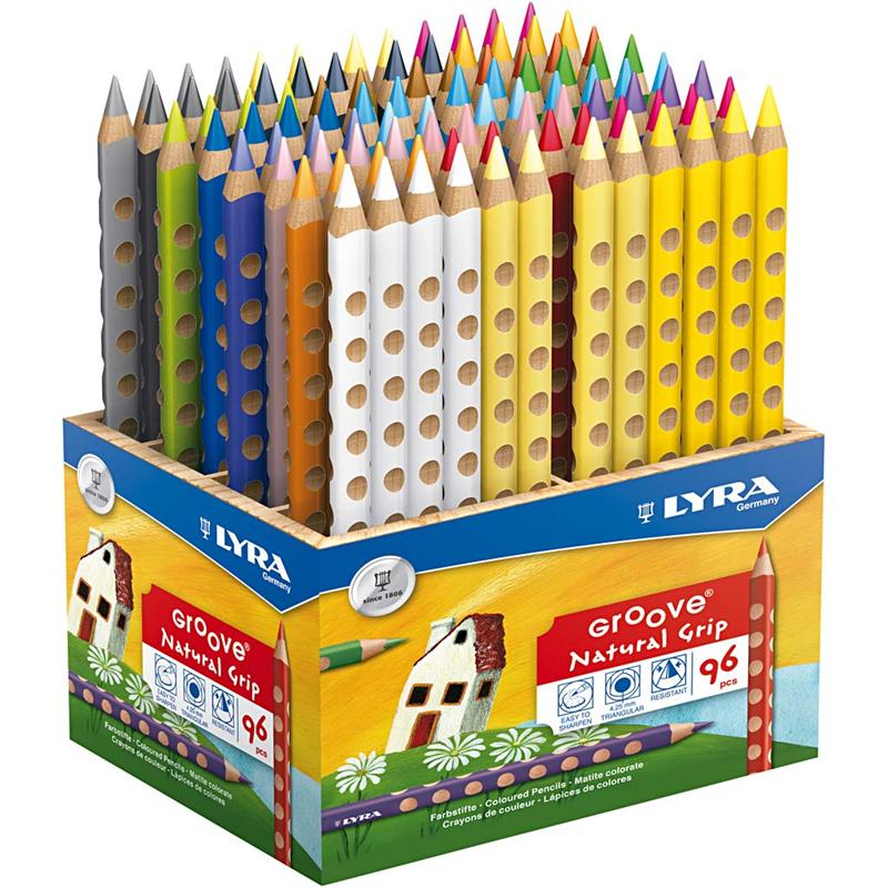 Crayons de couleur Lyra groove, l : 18 cm, recharge 4,25 mm, couleurs assorties, 96 pièces 1 boîte