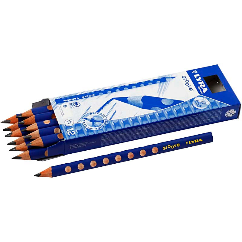 Crayons graphite Lyra groove, d 10 mm, b, recharge 4,25 mm, 12 pièces 1 boîte