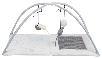 Tapis à gratter Trixie avec jouets sur cordon, gris