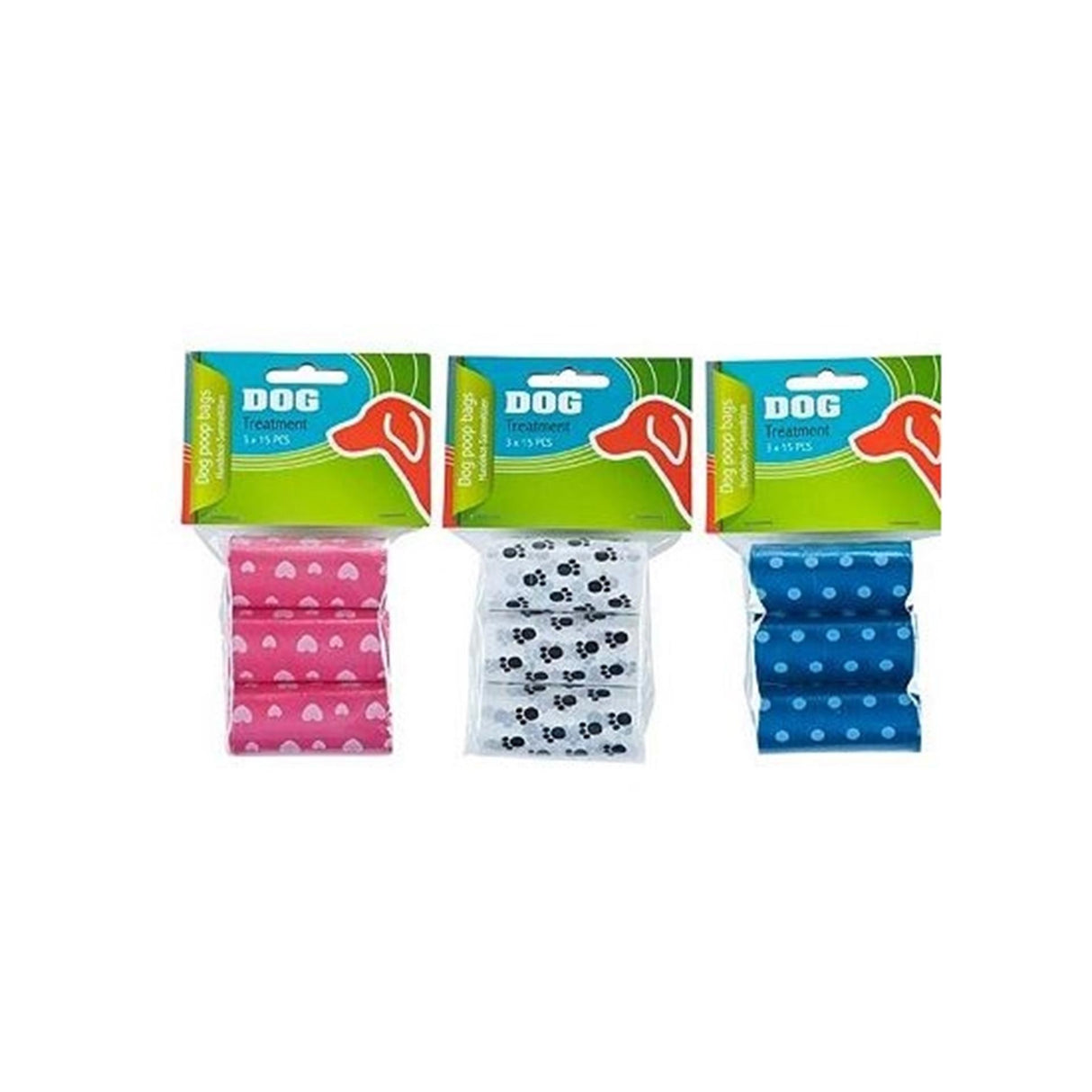 Sacs à crottes de chien 3 x 15 pièces