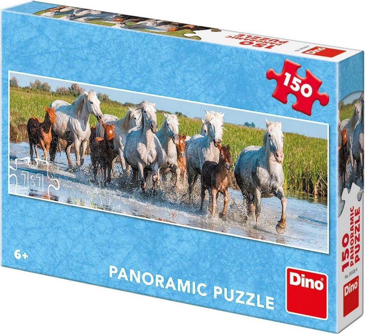 Puzzle Dinotoys - panorama de chevaux dans l'eau - 150 pièces
