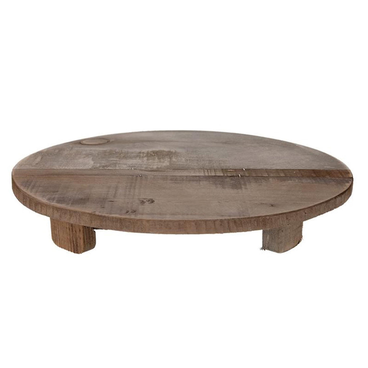Plateau de collections naturel avec socle en vieux bois ø38x7cm