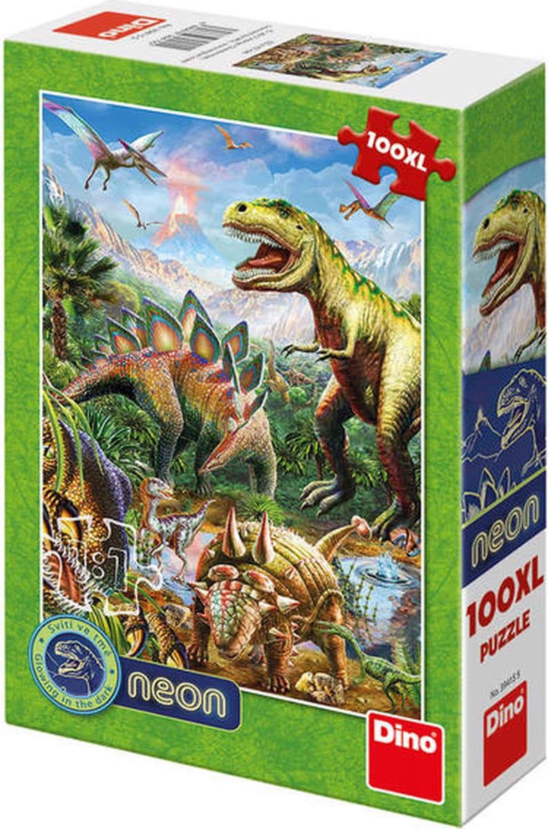 Dinotoys Puzzle dinosaure néon Dino - 100 pièces XL