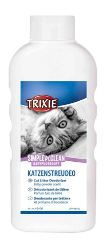 Trixie simple'n'nclean désodorisant litière pour chat parfum poudre pour bébé