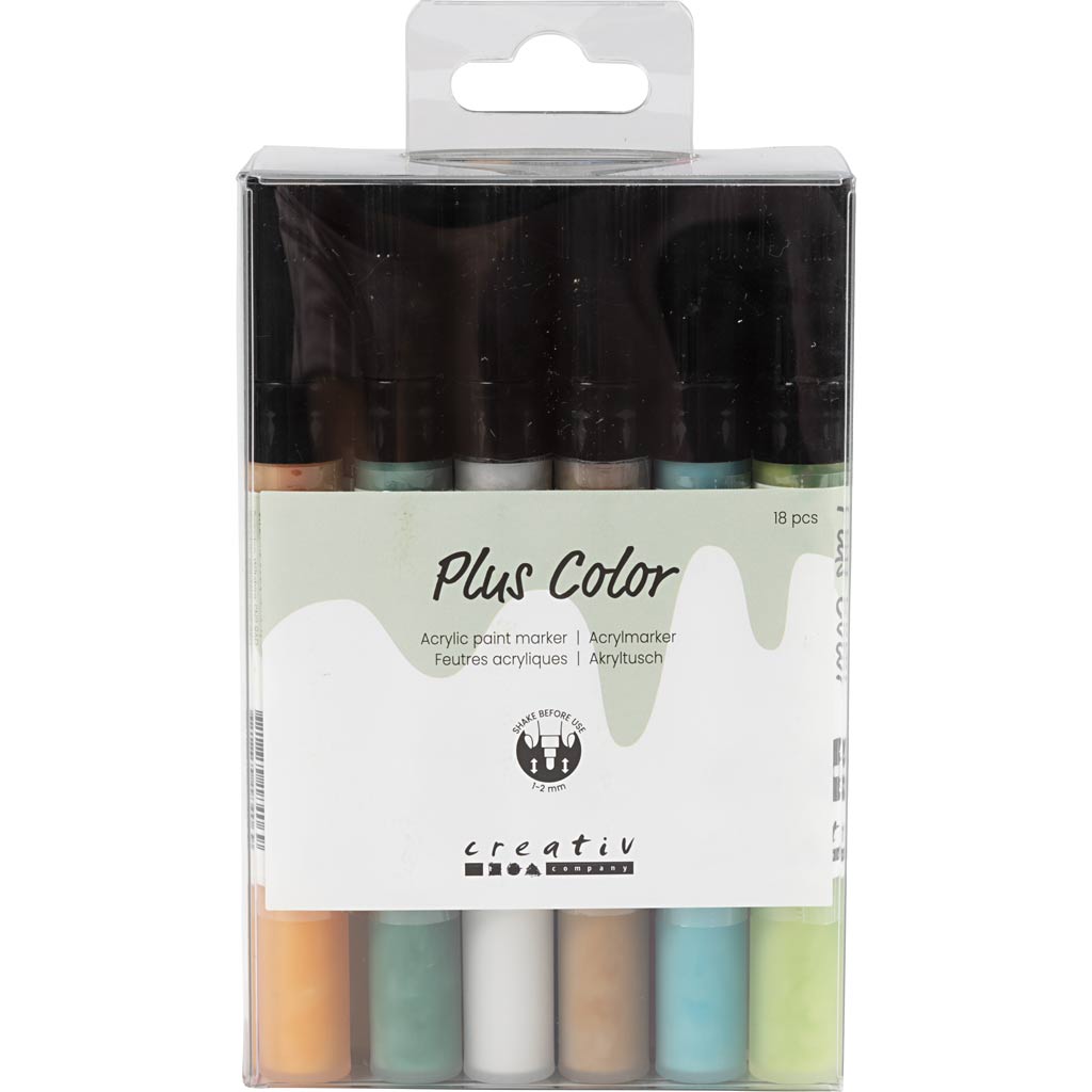 Société créative https : www.ccobby.nl plus-color-marker-l-14-5-cm-line Thickness-1-2-mm-various-colors-5-5-ml-18-piece-1-box