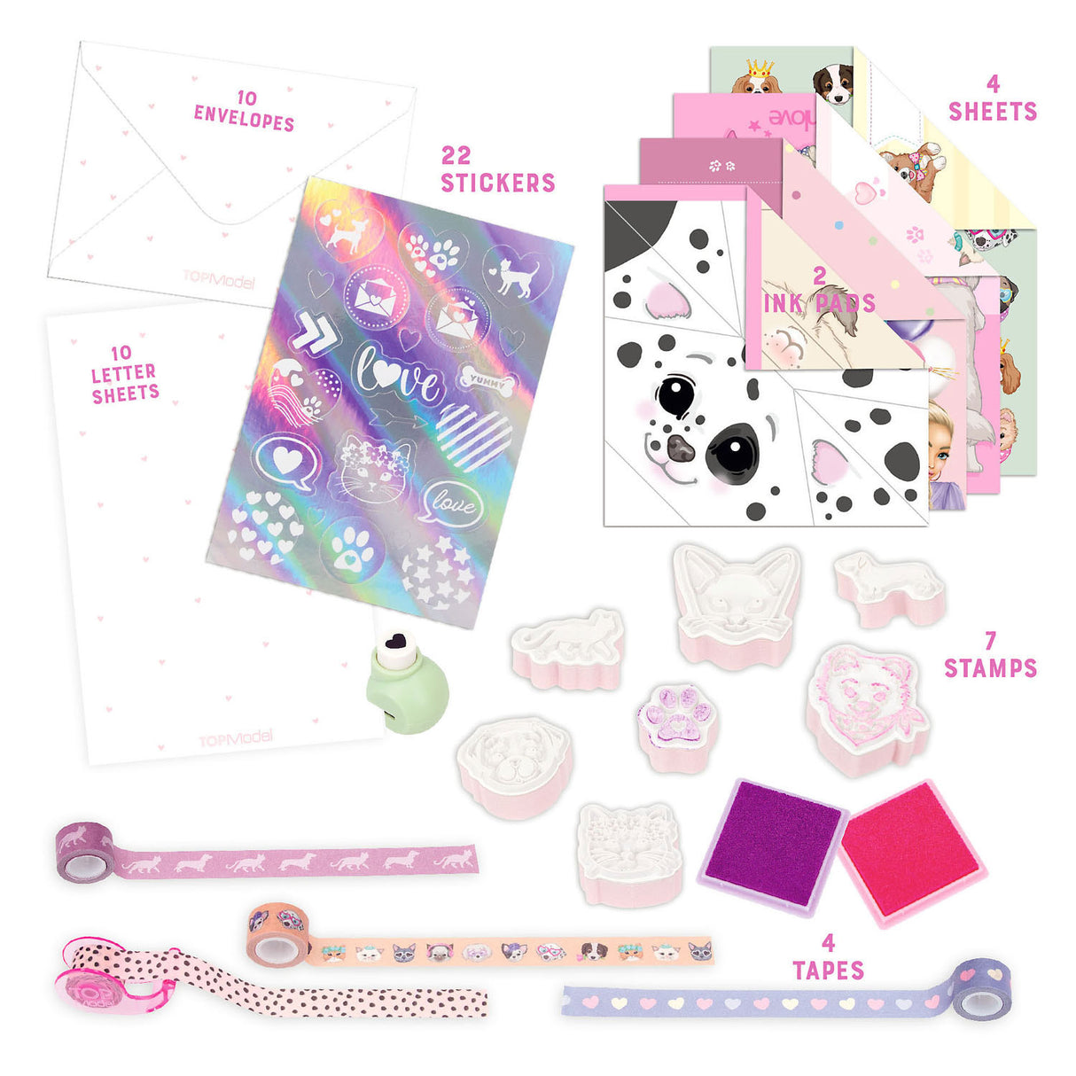 Ensemble de lettres d'amour top model chat et chien