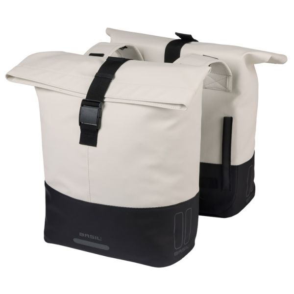 Sacoche de vélo double Basil Cove 28-32l 14 x 29 x 36 cm - blanc noir
