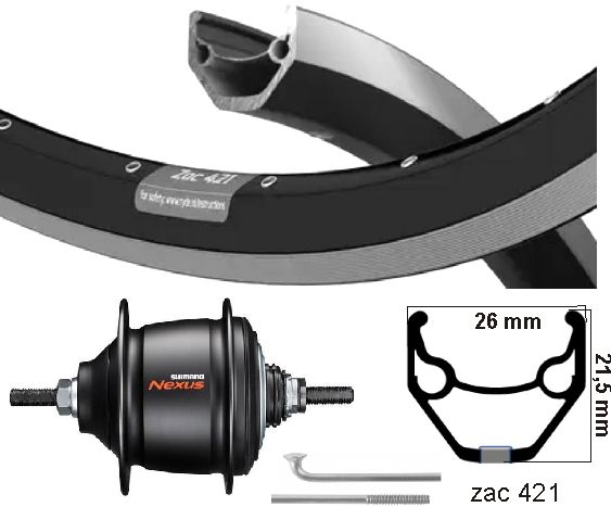 Kgs roue arrière 28 pouces (622) zac 421 zw argent nexus7 rb noir