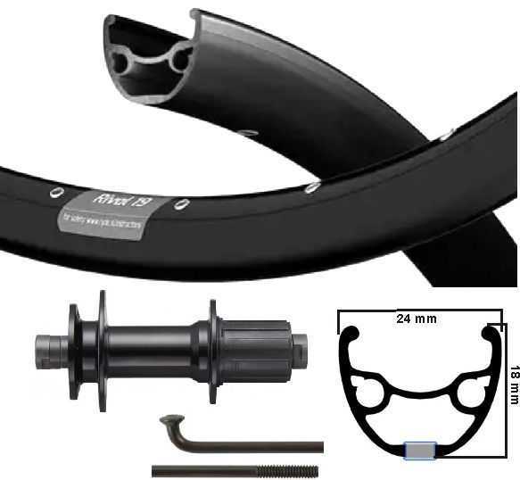 Roue arrière Kgs 27,5 pouces (584) rival black cass axe creux disque 8-10v