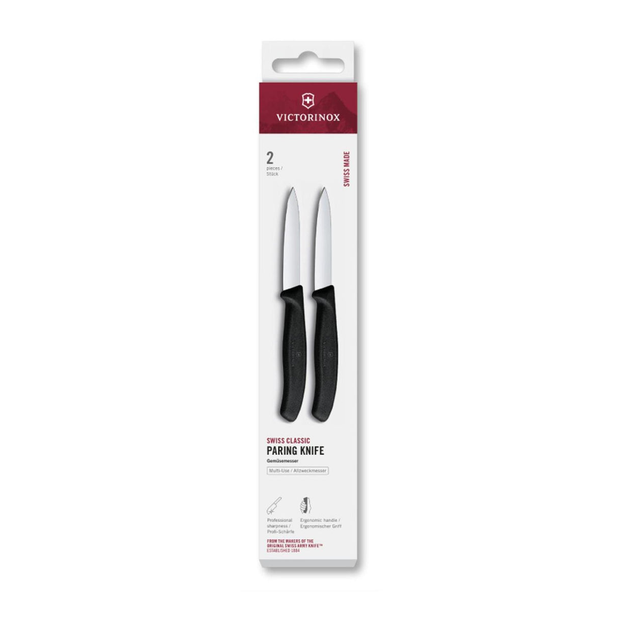 Victorinox couteau d'office 2 pcs noir pointu 8cm