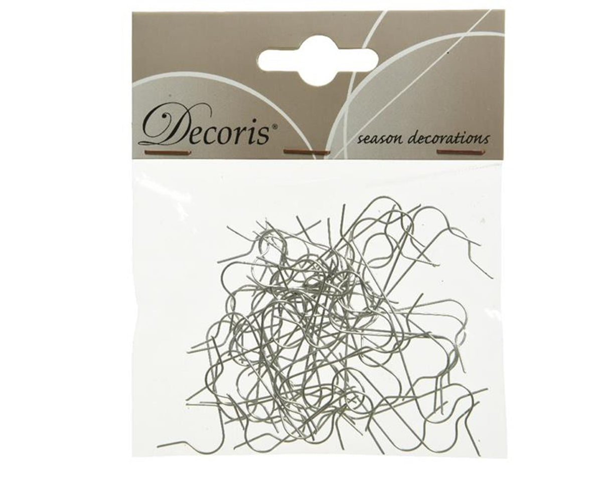 Decoris Crochets boule de Noël 50 en sachet 4cm argent