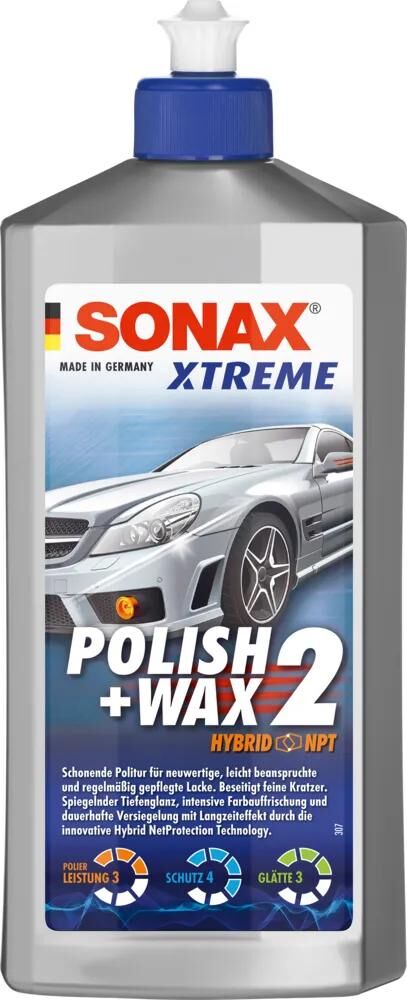 Sonax vernis pour voiture xtreme polish+wax 2 hybride npt cire à polir 2 nanopro xtreme 500 ml