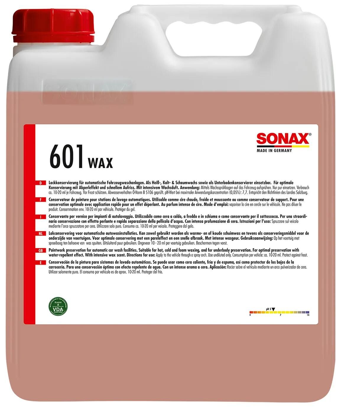 Sonax additif de nettoyage brillantwachs mit wachsduft brillant cire 10 l bidon cire parfum