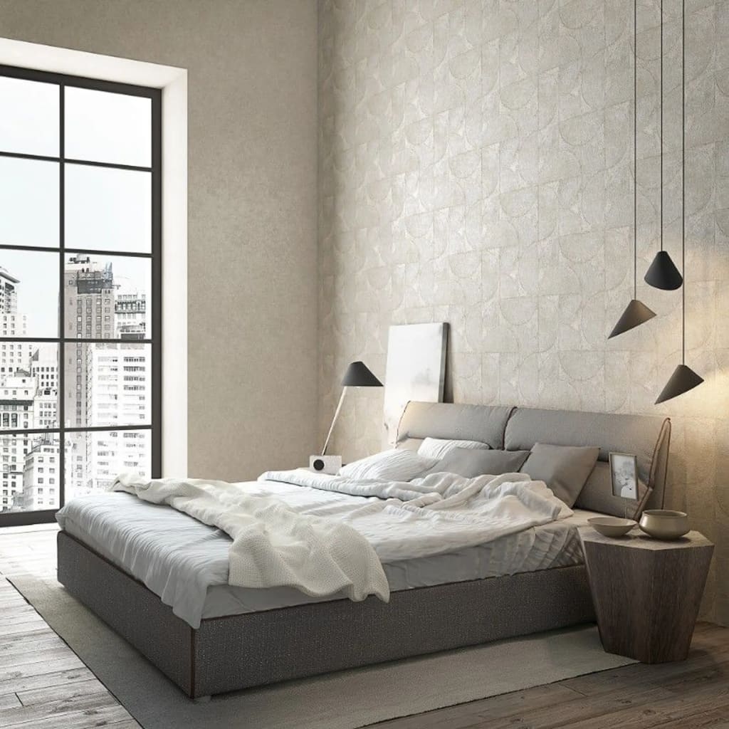 North Wall Noordwand Fond d'écran vintage de luxe cercle graphique gris et beige