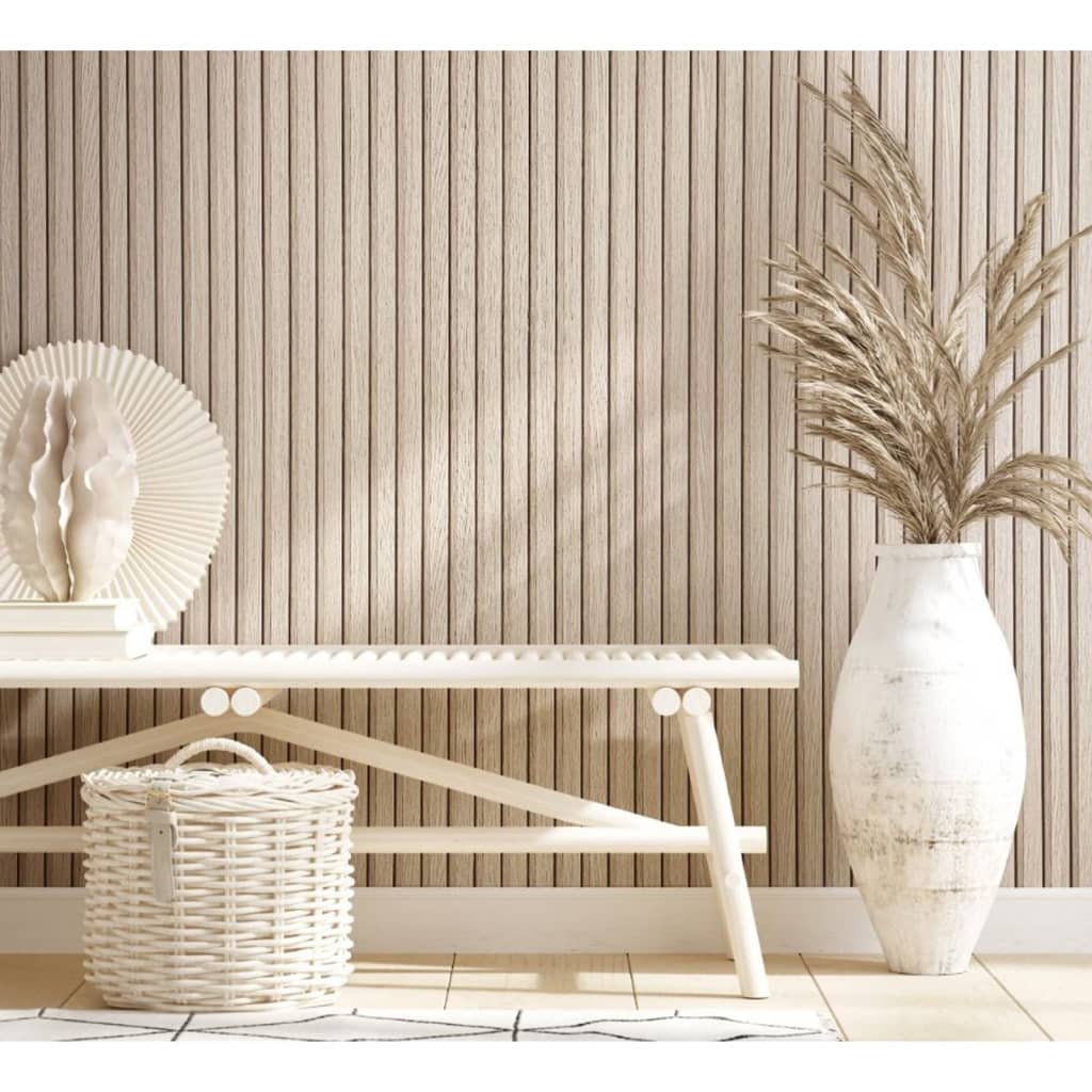 Papier peint mural nord botanica en bois slat beige