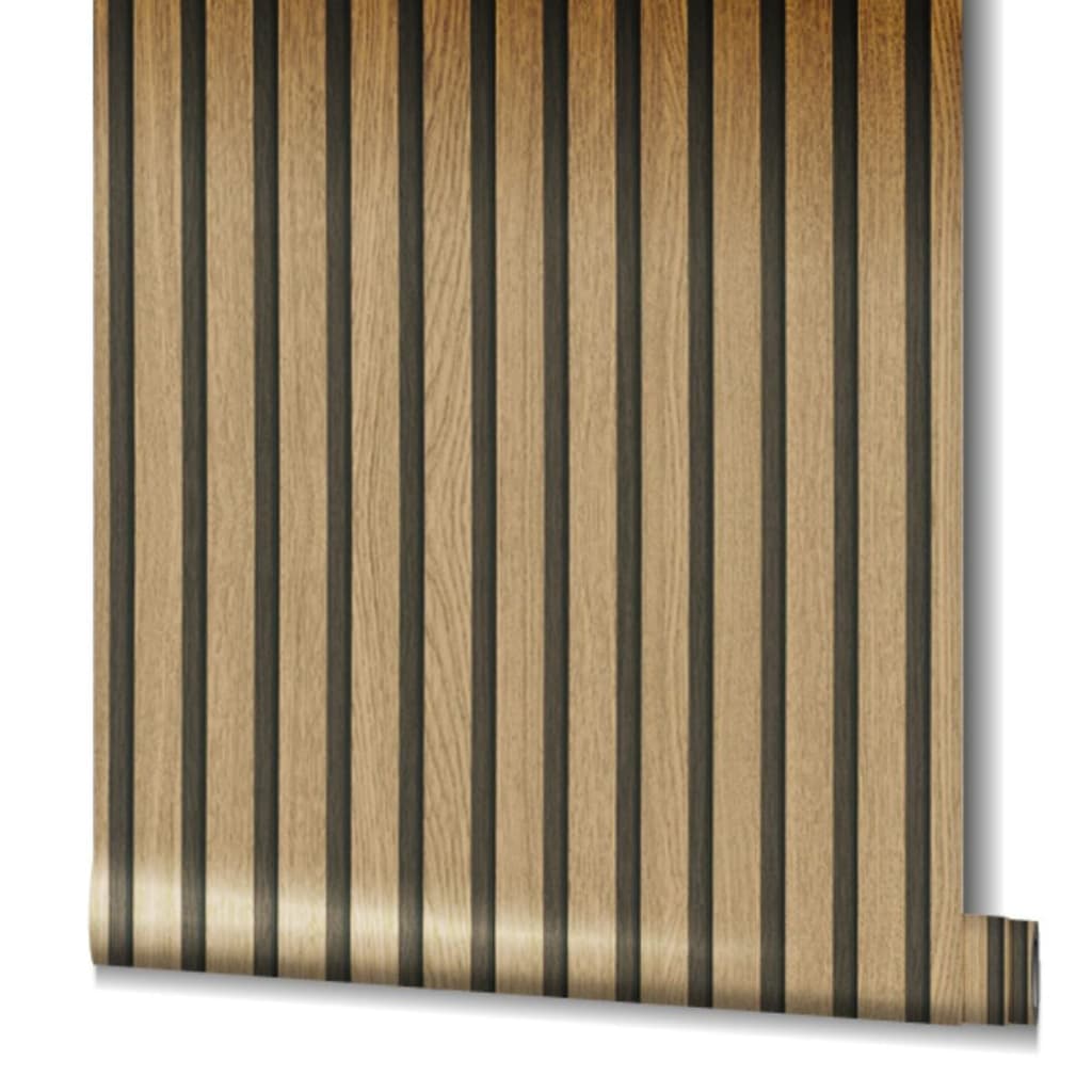 Papier peint mural nord botanica lattes en bois marron et couleur chêne