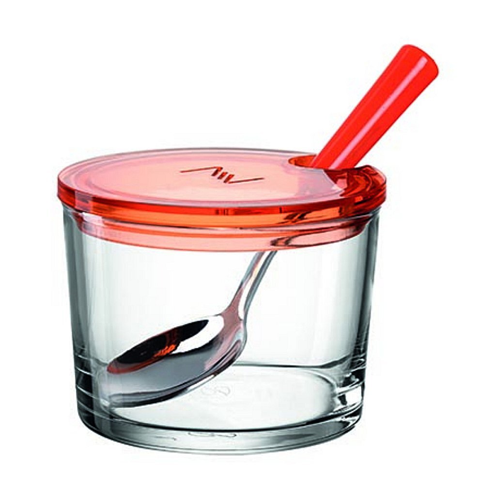 Pot de confiture Montana avec cuillère orange | 2 pièces