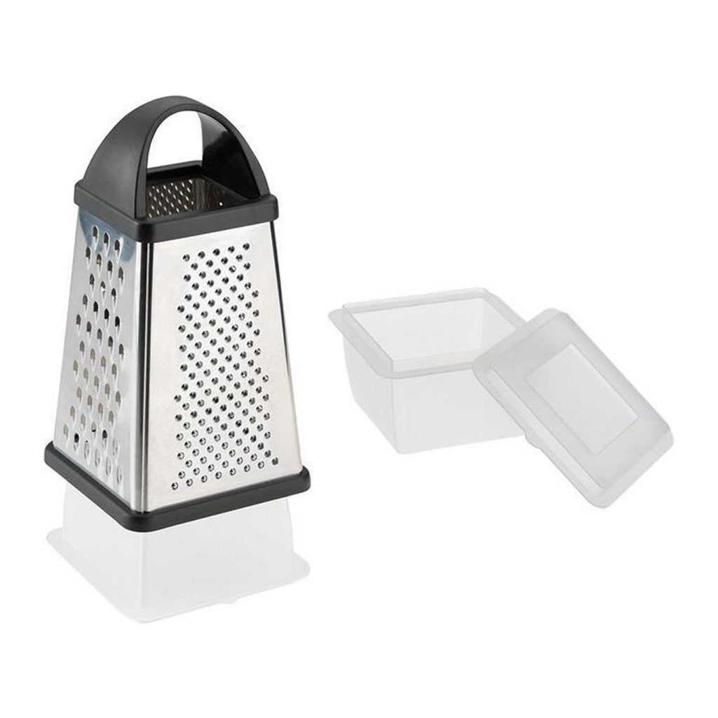 Râpe à quatre faces Westmark avec bac de récupération, 4 surfaces de râpe coupantes, hauteur : 25 cm, plastique inox, argent noir, 11882260