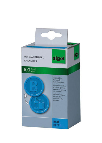 Sigel si-wm005 pièces de valeur en plastique 100 pièces 25mm bleu bière