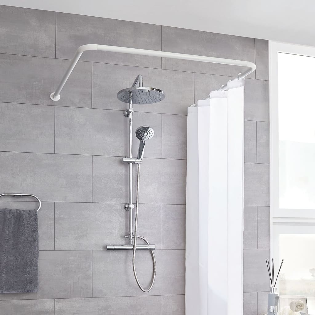 Petite tige de rideau de douche wolke universelle 3 tailles blanches