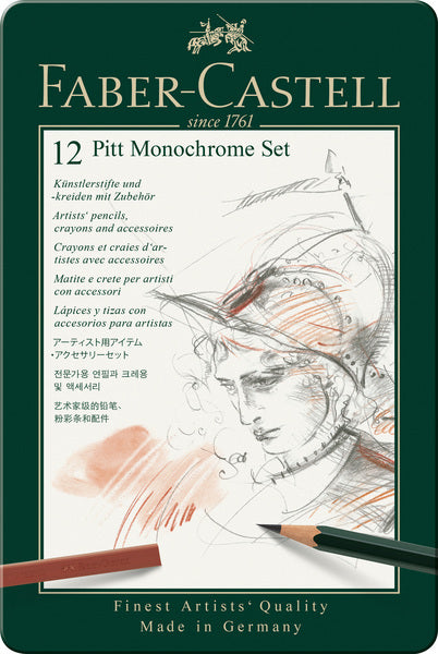 Faber Castell FC-112975 Ensemble monochrome Pitt Faber-Castell 12 pièces moyen