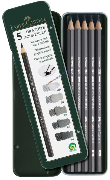 Faber castell fc-117805 crayon aquarelle faber-castell graphite étui à crayons de 5 pièces