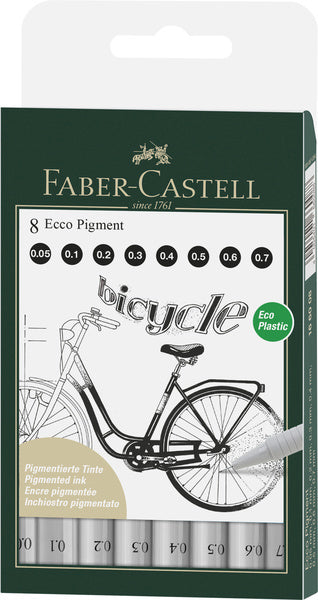 Faber castell fc-166008 stylo à dessin fc ecco pigment 8 pièces. largeurs de trait 0,05 - 0,7 mm