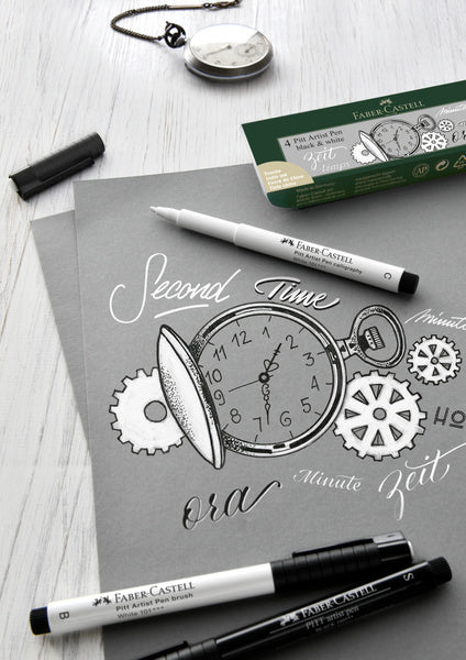 Faber Castell FC-167151 Stylo à dessin Faber-Castell Set Pitt Artist Pen Noir et Blanc