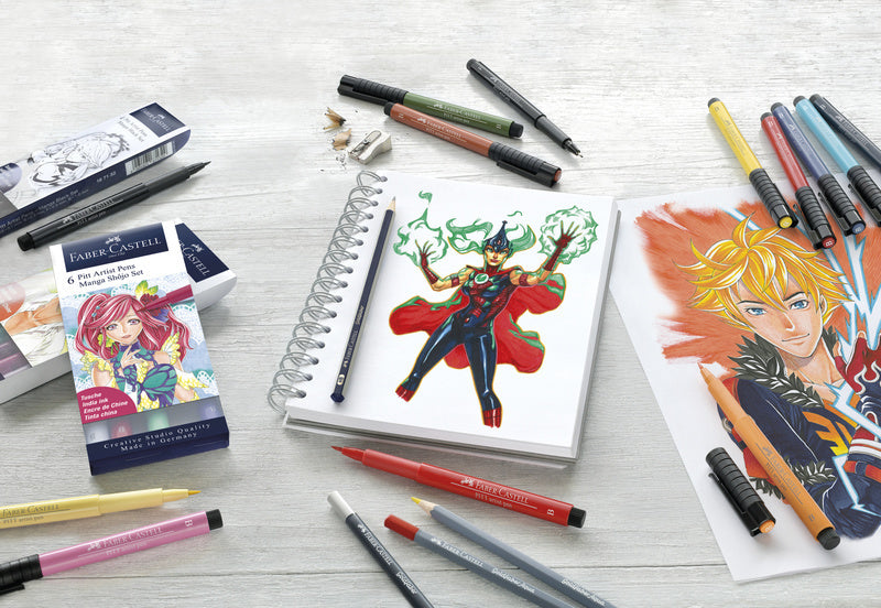 Faber Castell FC-167155 Stylo à dessin Faber-Castell Pitt Artist Pen Manga Trousse 6 pièces Shojo