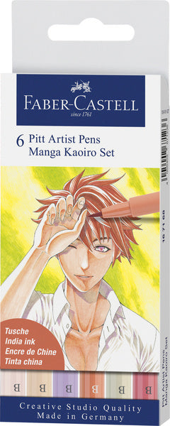 Faber Castell FC-167168 Stylo à dessin Faber-Castell Pitt Artist Pen Manga Trousse 6 pièces Kaoiro