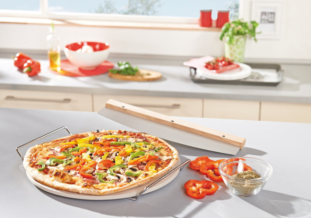 Leifheit 3159 pierre à pizza ronde avec couteau