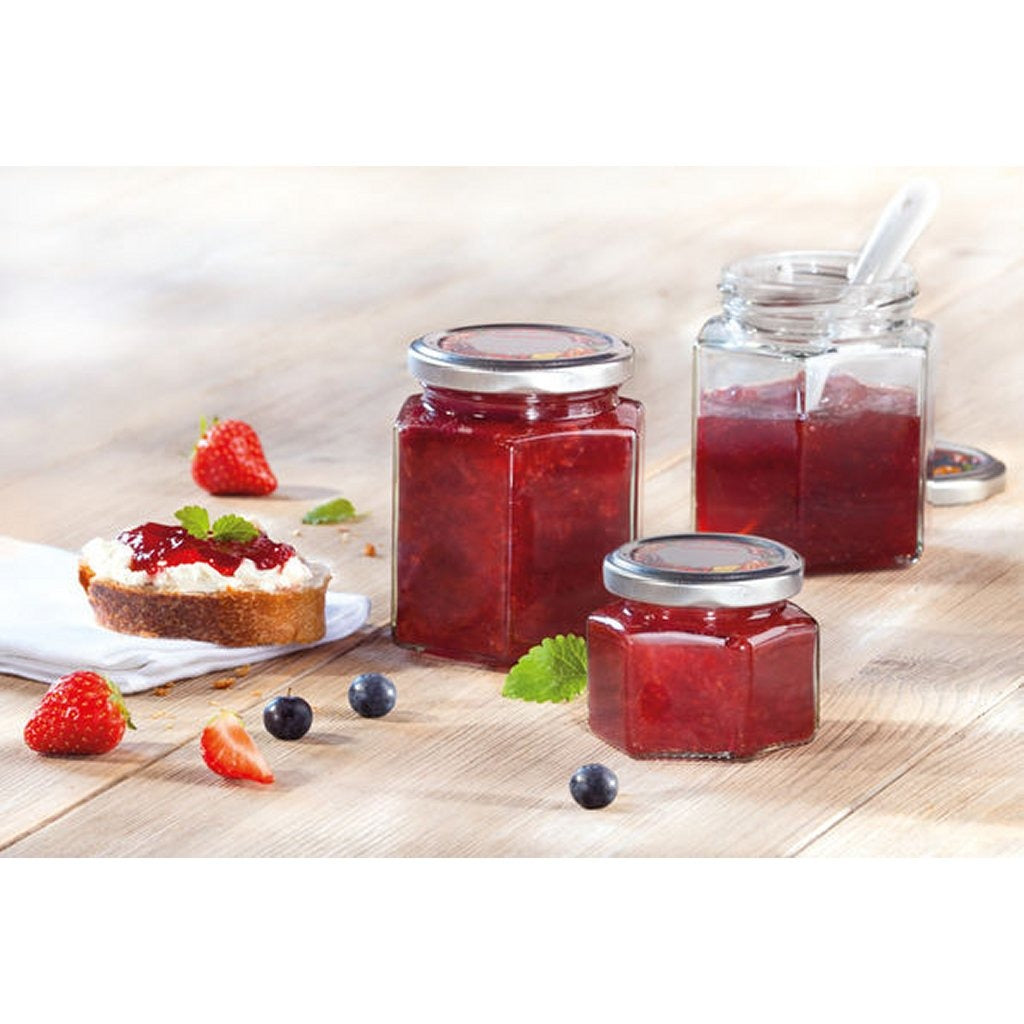 Leifheit 3209 pot de confiture hexagonal 106 ml verre argent